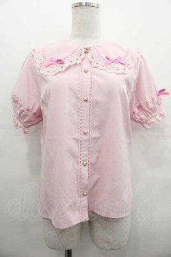 画像1: axes femme kawaii / 梯子レース半袖ブラウス  ピンク I-25-07-19-008-AX-BL-HD-ZI