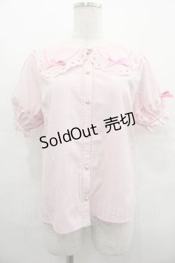 画像1: axes femme kawaii / 梯子レース半袖ブラウス  ピンク I-25-07-19-008-AX-BL-HD-ZI