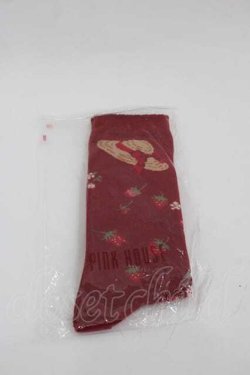 画像2: PINK HOUSE / Straw-berry Hat 柄ソックス  赤 I-25-07-19-122-LO-ZA-HD-ZI