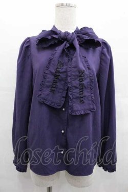 画像1: NOEMIE / ゴシック刺繍ボウタイフリルブラウス  パープル I-25-07-19-012-LO-BL-HD-ZI