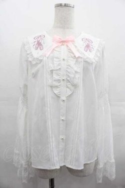 画像1: Amavel / Prima Ballerinaフリルブラウス  白Ｘピンク I-25-07-19-002-CA-BL-HD-ZI