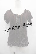 axes femme / フロント編み上げレース半袖トップス  ブラウン I-25-07-19-015-AX-TO-HD-ZI