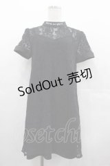 EATME / レース半袖トップス  黒 I-25-07-19-019-LO-TO-HD-ZI