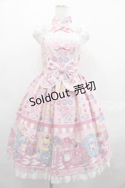 画像1: Angelic Pretty / Toy's Donut Dinerジャンパースカート  ピンク I-25-07-19-036-AP-OP-HD-ZI (1)