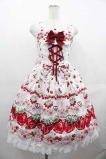 画像1: BABY,THE STARS SHINE BRIGHT / Juicy Strawberry MemoryジャンパースカートI  白 I-25-07-19-037-BA-OP-HD-ZI (1)