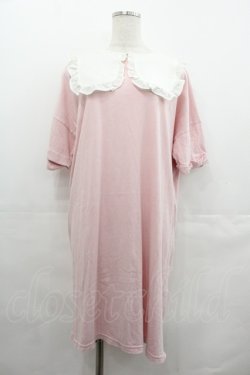 画像1: Ank Rouge / シフォンつけ襟半袖ワンピース  ピンク I-25-07-23-050-CA-OP-HD-ZI