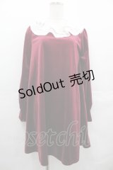 Ank Rouge / シフォン襟ベルベット長袖ワンピース  ボルドー I-25-07-23-055-CA-OP-HD-ZI