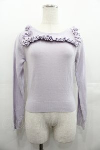 E hyphen world gallery / スクエアフリルニットトップス  ラベンダー I-25-07-23-009-LO-TO-HD-ZI