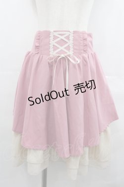 画像1: axes femme POETIQUE / 編み上げ2カラーシフォンスカート  ピンクＸアイボリー I-25-07-23-087-AX-SK-HD-ZI