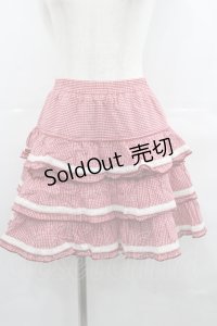 PUTUMAYO / ギンガムチェック3段スカート  赤Ｘ白チェック I-25-07-23-094-PT-SK-HD-ZI