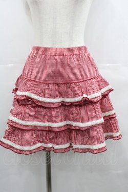 画像1: PUTUMAYO / ギンガムチェック3段スカート  赤Ｘ白チェック I-25-07-23-094-PT-SK-HD-ZI