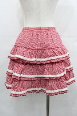 画像2: PUTUMAYO / ギンガムチェック3段スカート  赤Ｘ白チェック I-25-07-23-094-PT-SK-HD-ZI