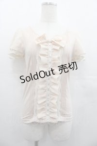 Ank Rouge / シフォンリボンフリル半袖カットソー  ピンク I-25-07-23-016-CA-TO-HD-ZI