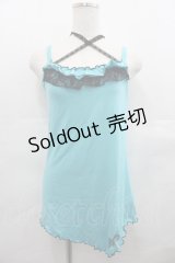 ALGONQUINS / 裾ロゴ刺繍キャミトップス  青Ｘ黒 I-25-07-23-026-AL-TO-HD-ZI