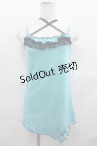 ALGONQUINS / 裾ロゴ刺繍キャミトップス  青Ｘ黒 I-25-07-23-026-AL-TO-HD-ZI
