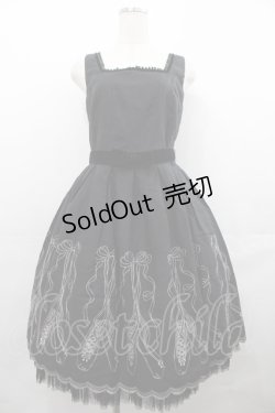 画像1: Emily Temple cute / トゥーシューズ刺繍リボンベルト付ノースリーブワンピース  黒 I-25-07-23-036-ET-OP-HD-ZI