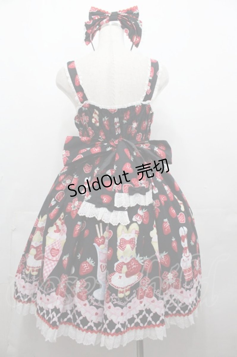 画像2: Angelic Pretty / Lyrical Bunny ParlorジャンパースカートSET  黒 I-25-07-27-057-AP-OP-HD-ZI (2)