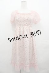 MILK / ミニフラワーシフォン半袖ワンピース  ピンク I-25-07-27-062-ML-OP-HD-ZI