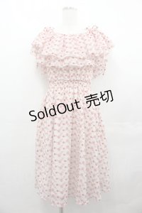 Lily Brown / フラワー刺繍オフショルワンピース  アイボリーＸ赤 I-25-07-27-068-EL-OP-HD-ZI