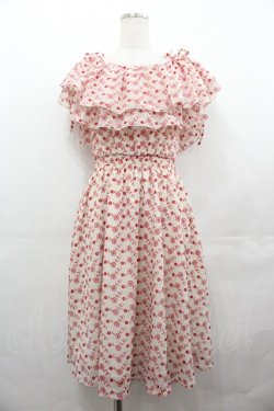 画像1: Lily Brown / フラワー刺繍オフショルワンピース  アイボリーＸ赤 I-25-07-27-068-EL-OP-HD-ZI
