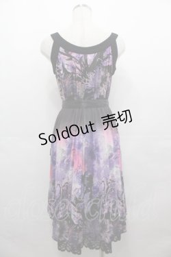 画像2: Ozz oneste / 菊&蝶柄ノースリーブワンピース  黒Ｘ紫 I-25-07-27-080-OO-OP-HD-ZI