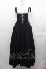 Rozen Kavalier / 薔薇刺繍ZIPロングジャンパースカート  黒 I-25-07-27-081-OO-OP-HD-ZI