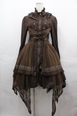 OZZ ANGELO / 薔薇刺繍ナポレオンワンピース  ブラウン I-25-07-27-083-OO-OP-HD-ZI