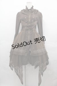 OZZ ANGELO / 薔薇刺繍ナポレオンワンピース  ブラウン I-25-07-27-083-OO-OP-HD-ZI