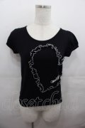 MILK / フリルハートパフTシャツ  黒Ｘ白 I-25-07-27-012-ML-TO-HD-ZI