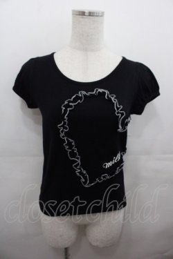 画像1: MILK / フリルハートパフTシャツ  黒Ｘ白 I-25-07-27-012-ML-TO-HD-ZI