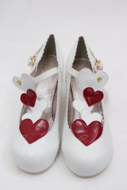 画像1: BABY,THE STARS SHINE BRIGHT / LOVE HEARTシューズ M 白Ｘ赤 I-25-07-27-113-BA-SH-HD-ZI