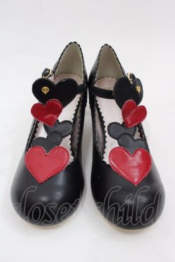 画像1: BABY,THE STARS SHINE BRIGHT / LOVE HEARTシューズ M 黒 I-25-07-27-114-BA-SH-HD-ZI