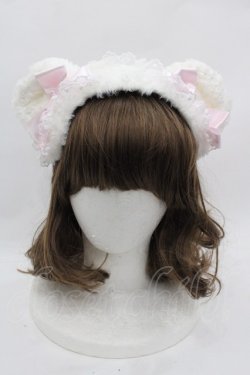 画像1: BABY,THE STARS SHINE BRIGHT / くみゃちゃんのふわふわくみゃみみファーカチューシャ  白Ｘピンク I-25-07-27-116-BA-AC-HD-ZI