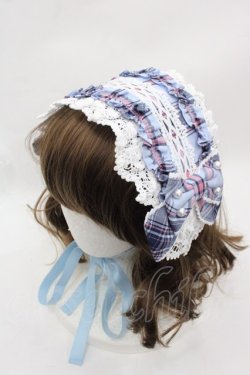 画像1: Angelic Pretty / おしゃまフリルヘッドドレス（タータン）  サックス I-25-07-27-118-AP-AC-HD-ZI