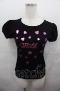 MILK / ハートロゴTシャツ  黒Ｘピンク I-25-07-27-015-ML-TO-HD-ZI