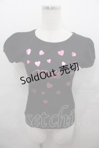 MILK / ハートロゴTシャツ  黒Ｘピンク I-25-07-27-015-ML-TO-HD-ZI