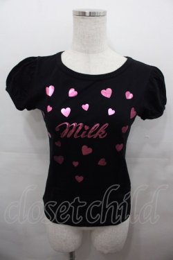 画像1: MILK / ハートロゴTシャツ  黒Ｘピンク I-25-07-27-015-ML-TO-HD-ZI