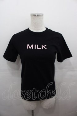 画像1: MILK / ロゴ半袖カットソー  黒Ｘピンク I-25-07-27-016-ML-TO-HD-ZI