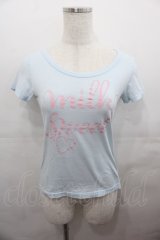 MILK / MILK SWEET半袖カットソー  サックスＸピンク I-25-07-27-017-ML-TO-HD-ZI