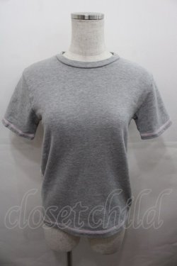 画像1: MILK / DO NOT DISTURB刺繍半袖カットソー  グレーＸ白 I-25-07-27-026-ML-TO-HD-ZI