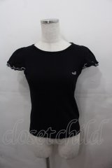 MILK / ロゴ刺繍半袖カットソー  黒Ｘ白 I-25-07-27-028-ML-TO-HD-ZI