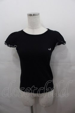 画像1: MILK / ロゴ刺繍半袖カットソー  黒Ｘ白 I-25-07-27-028-ML-TO-HD-ZI