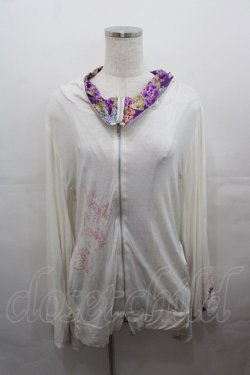 画像1: gouk / ハイネック着物袖カーディガン  白Ｘ紫 I-25-07-27-031-GO-TO-HD-ZI