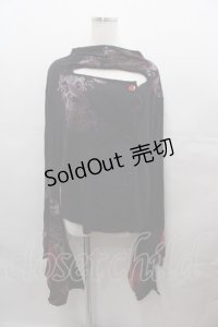 gouk / 龍プリント着物風袖カーディガン  黒Ｘボルドー I-25-07-27-034-GO-TO-HD-ZI