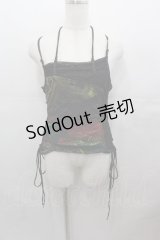 Ozz Croce / 嵐風プリントキャミトップス  黒Ｘ赤Ｘ黄色 I-25-07-27-036-OO-TO-HD-ZI