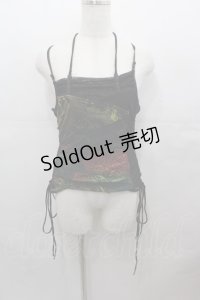 Ozz Croce / 嵐風プリントキャミトップス  黒Ｘ赤Ｘ黄色 I-25-07-27-036-OO-TO-HD-ZI