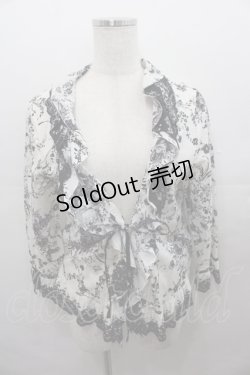 画像1: INGEBORG / フラワーブーケプリントオーバーブラウス  白Ｘ黒 I-25-07-27-048-LO-BL-HD-ZI