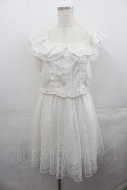 画像1: LIZ LISA / ハート刺繍チュール切り替えオフショルワンピース  白 I-25-07-30-051-LO-OP-HD-ZI