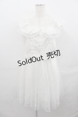 画像1: LIZ LISA / ハート刺繍チュール切り替えオフショルワンピース  白 I-25-07-30-051-LO-OP-HD-ZI