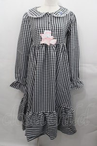 FLC / 星名桜子/ギンガムチェックワンピース  黒Ｘ白 I-25-07-30-061-LO-OP-HD-ZI